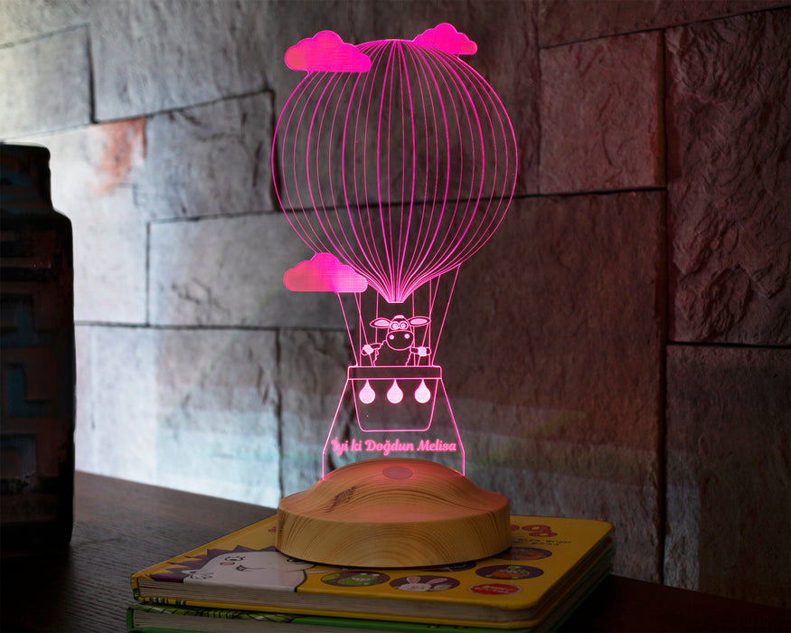 Çocuğa Doğum Günü Hediyesi Kuzulu Balon, İsimli Hediye, Çocuk Odası Hediyesi, 3D Kuzulu Balon Led Lamba