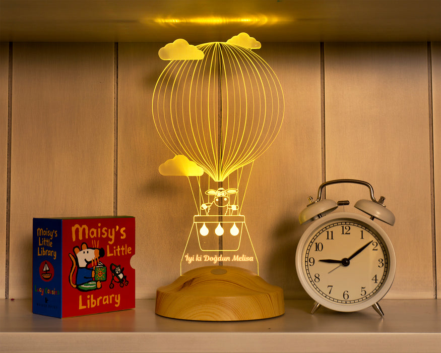 Çocuğa Doğum Günü Hediyesi Kuzulu Balon, İsimli Hediye, Çocuk Odası Hediyesi, 3D Kuzulu Balon Led Lamba