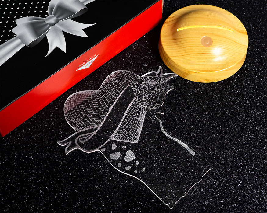 Canım Annem Kalp ve Gül Anneye Hediye, Anneler Günü Hediyesi 3D LED Lamba