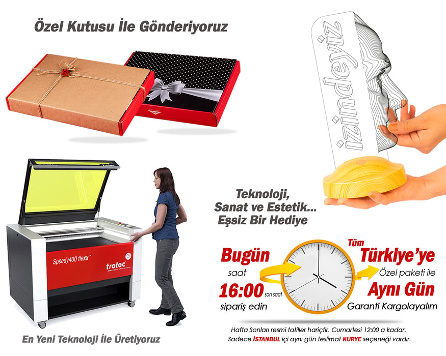 Atatürk Temalı Hediyelik Ürünler Atatürk İzindeyiz Gecelambası 3D Led Lamba, Atam İzindeyiz Sloganı, Ofis ve İşyeri Hediyesi