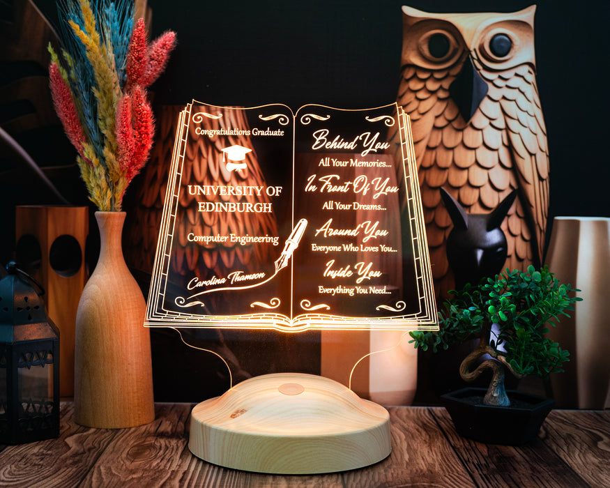 Kişiye Özel Mezuniyet Hediyesi LED Kitap Lamba (ingilizce yazılı versiyonu) / Personalized Graduation Gift Book Lamp