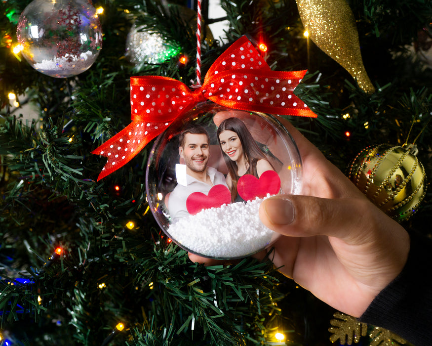 Sevgiliye Fotoğraflı Yılbaşı Ağaç Süsü – Kişiye Özel Hediyelik 1 Adet
