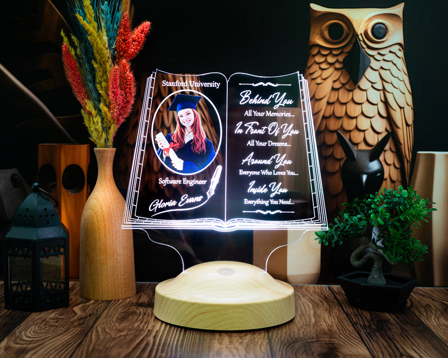 Fotoğraflı Mezuniyet Hediyesi LED Kitap Lamba / Personalized Graduation Book Lamp with Photo