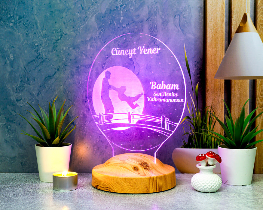 Babalar Günü Hediyesi, Babaya Hediye, Kahraman Babam Led Lamba