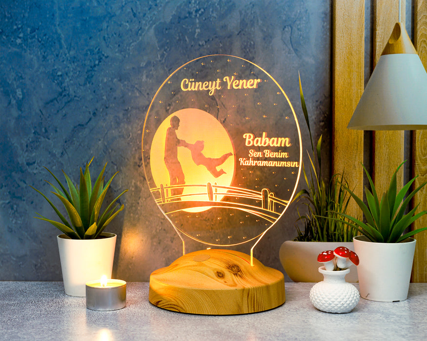 Babalar Günü Hediyesi, Babaya Hediye, Kahraman Babam Led Lamba