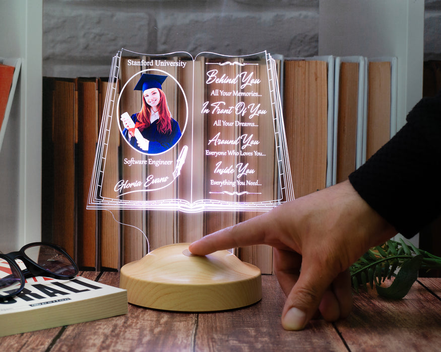 Fotoğraflı Mezuniyet Hediyesi LED Kitap Lamba / Personalized Graduation Book Lamp with Photo