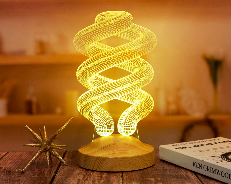 Spiral Şeklinde Gece Lambası, Helezon 3D Led Lamba