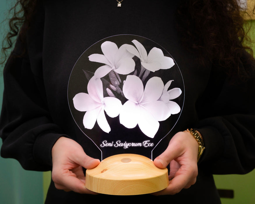 Sevgiliye Hediye, Plumeria Çiçeği Sevgiliye Doğum Günü Hediyesi İsimli Led Lamba