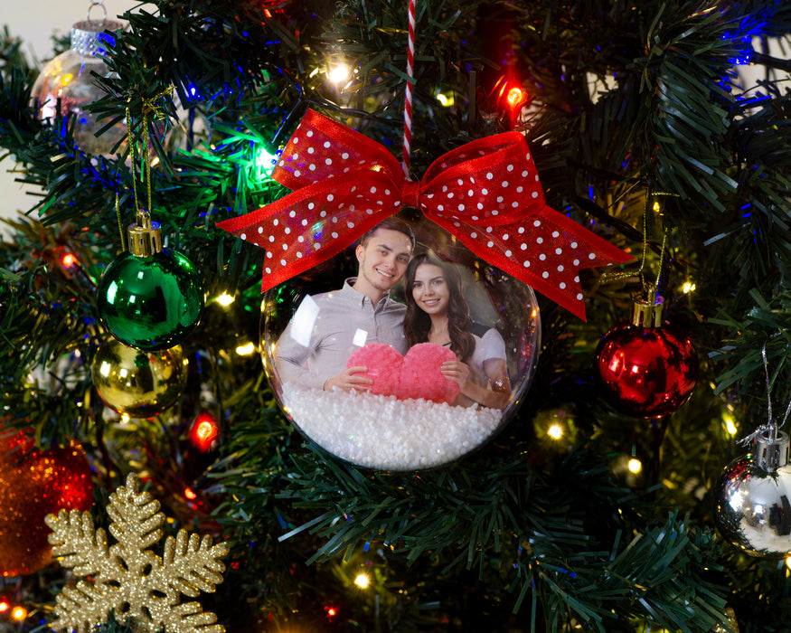 Sevgiliye Fotoğraflı Yılbaşı Ağaç Süsü – Kişiye Özel Hediyelik 1 Adet