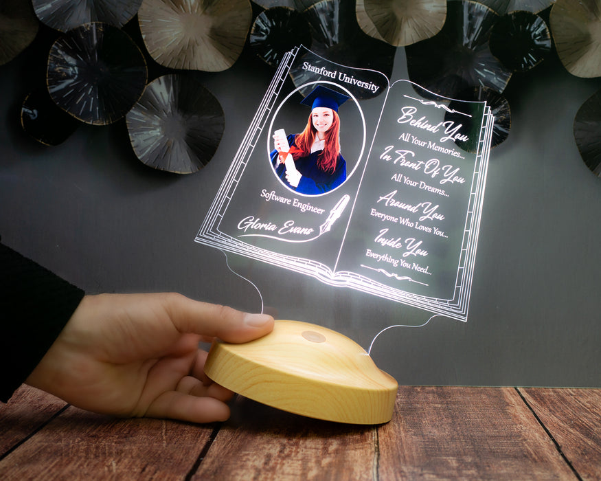 Fotoğraflı Mezuniyet Hediyesi LED Kitap Lamba / Personalized Graduation Book Lamp with Photo