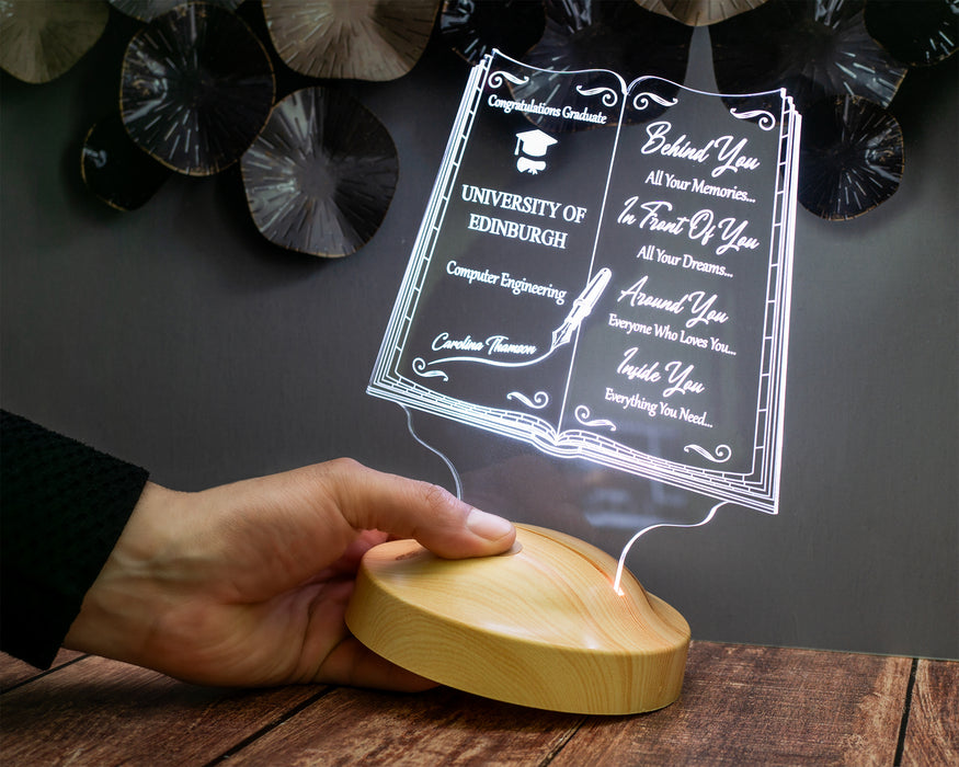 Kişiye Özel Mezuniyet Hediyesi LED Kitap Lamba (ingilizce yazılı versiyonu) / Personalized Graduation Gift Book Lamp