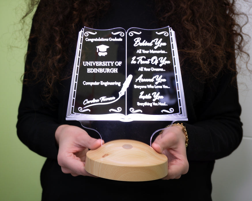 Kişiye Özel Mezuniyet Hediyesi LED Kitap Lamba (ingilizce yazılı versiyonu) / Personalized Graduation Gift Book Lamp