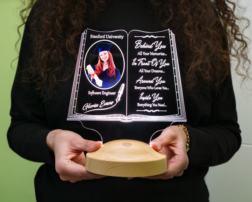 Fotoğraflı Mezuniyet Hediyesi LED Kitap Lamba / Personalized Graduation Book Lamp with Photo