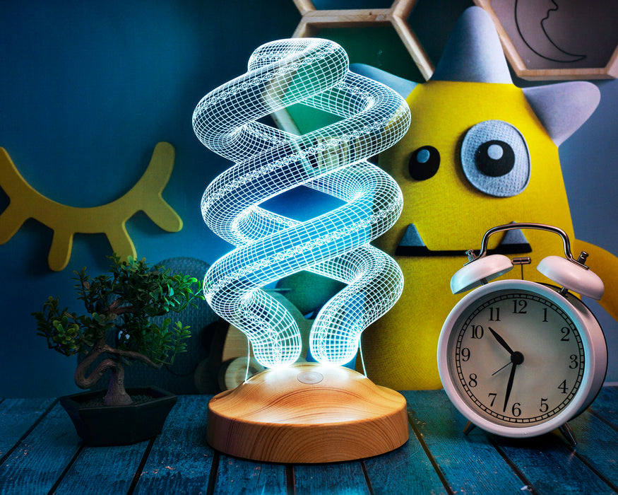 Spiral Şeklinde Gece Lambası, Helezon 3D Led Lamba