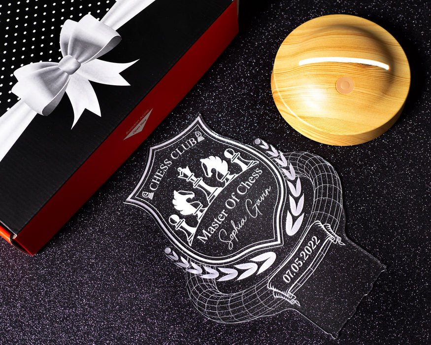 Satranç Temalı Hediye LED Gece Lambası – Satranç Turnuvası Ödülü - Satranç Tutkunlarına Özel  Hediye