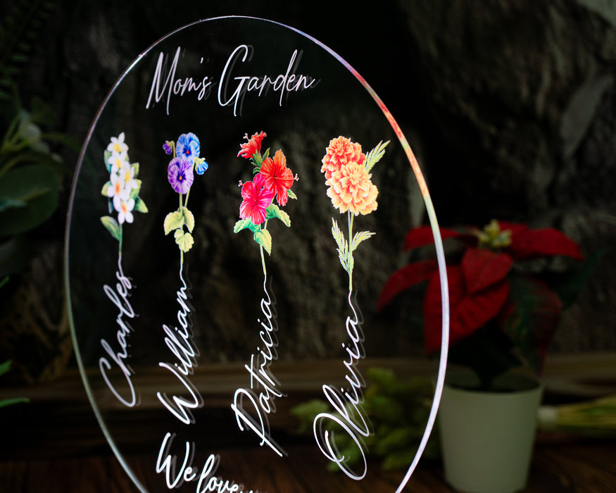 Annemin Bahçesi – Kişiye Özel Çiçekli Anneler Günü Hediyesi LED Lamba | Anneye & Kayınvalideye Hediye