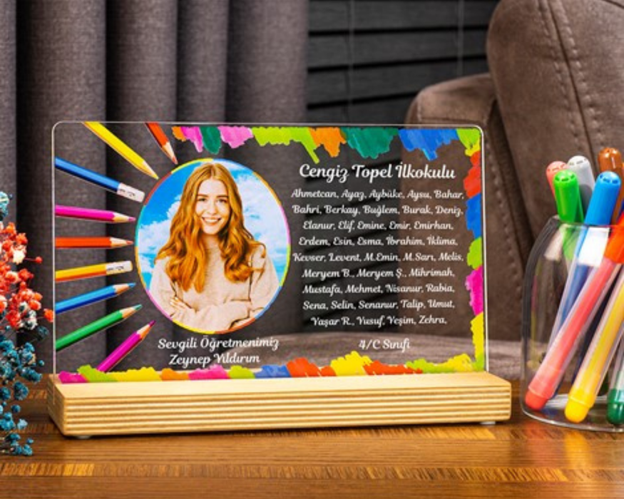 Fotoğraflı Öğretmenler Günü Hediyesi Çerçeve, Öğretmene Hediye, Resimli Pleksi Çerçeve, Öğretmenler Günü Hediyesi