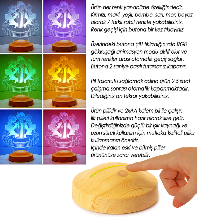 Mühendisler Günü Hediyesi, Makine Mühendisi Hediyesi Kişiye Özel Hediye Led Lamba