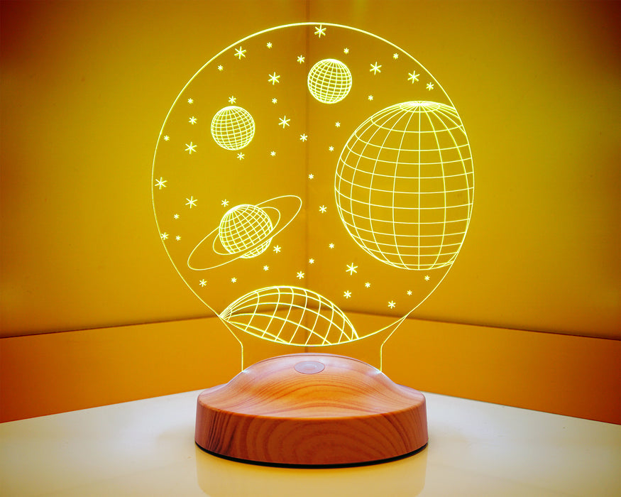 3 Boyutlu Uzay Temalı, Çocuk Odası Hediyesi, Galaksi Hediyesi, Gezegenler, Satürn Led Lamba