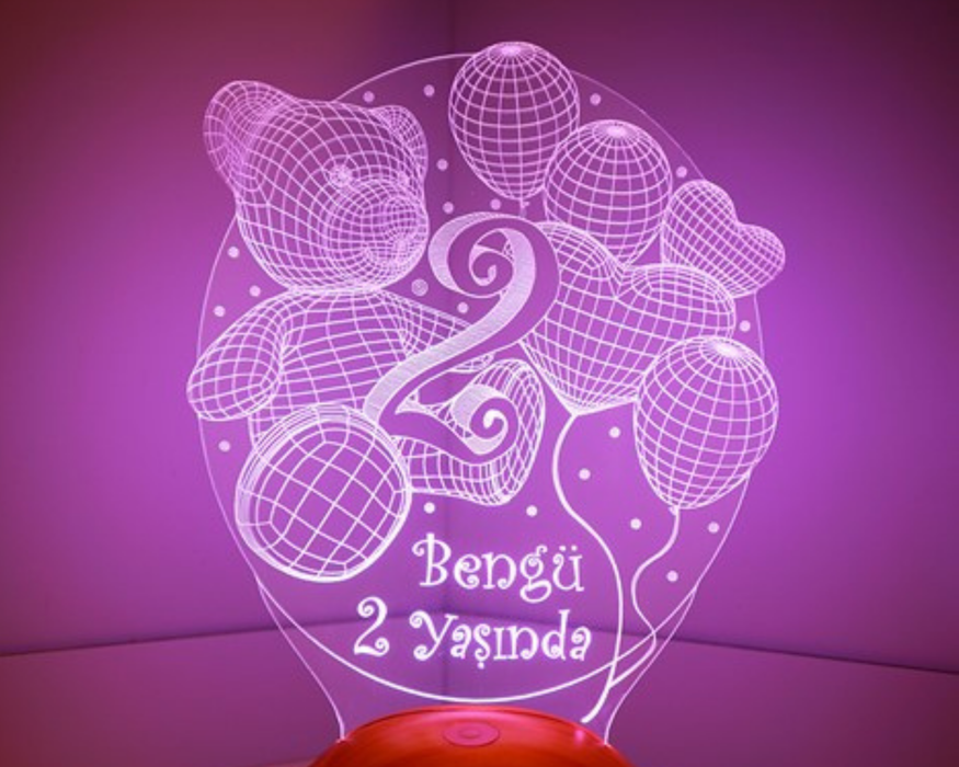 2 Yaşında Bebek Hediyesi 3D Led Lamba