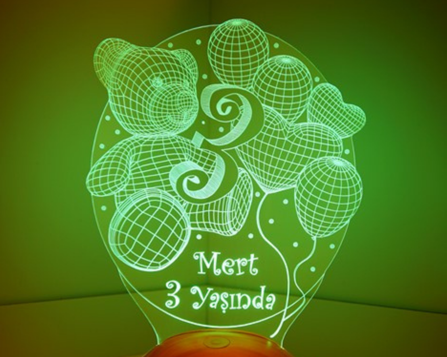 3 Yaşında Bebek Hediyesi 3D Led Lamba