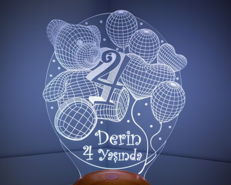 4 Yaşında Bebek Hediyesi 3D Led Lamba
