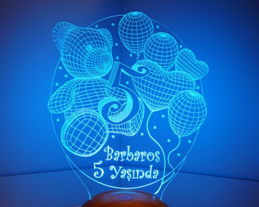 5 Yaşında Bebek Hediyesi 3D Led Lamba