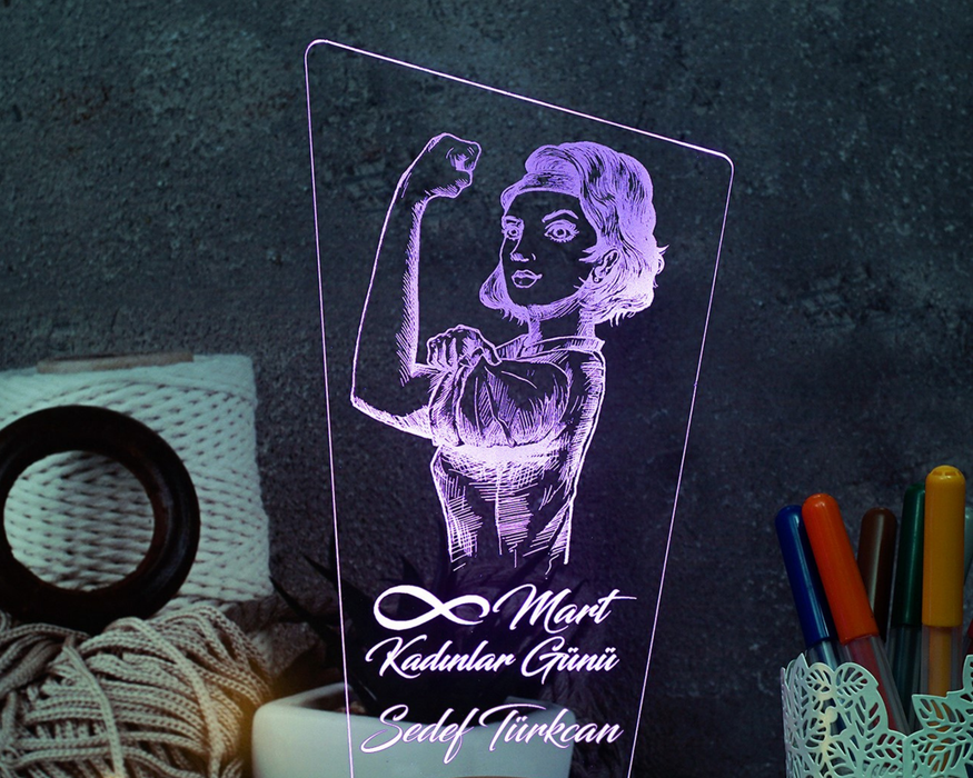 8 Mart Dünya Kadınlar Günü Hediyesi, Kadınlar Günü Hediyesi, Kadın Figürlü Hediye Led Lamba
