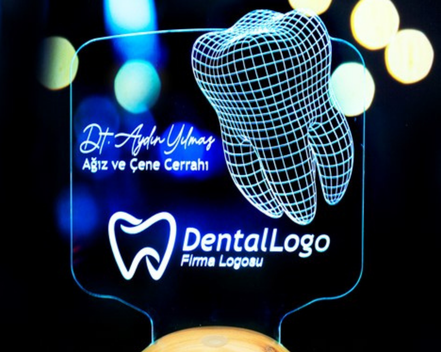 Diş Doktoru Hediyesi Diş Kliniği Logo eklenebilen, Dentist, Diş Hekimi Kişiye Özel 3 Boyutlu Led Lamba