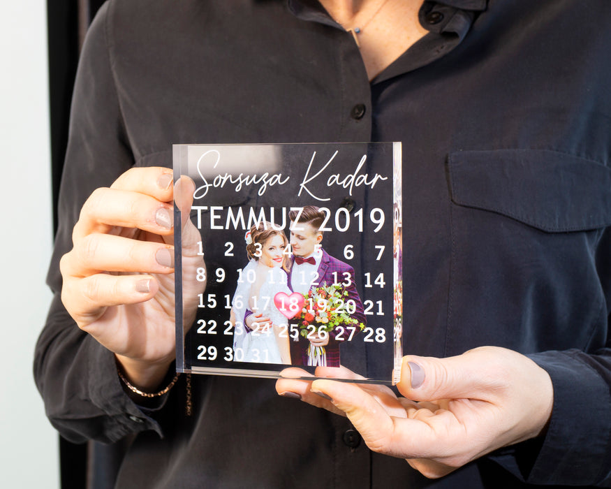 Kişiye Özel Blok Akrilik Pleksiglas Fotoğraf Baskılı Plaket, Şeffaf Kenarlı Hediyelik Çerçeve