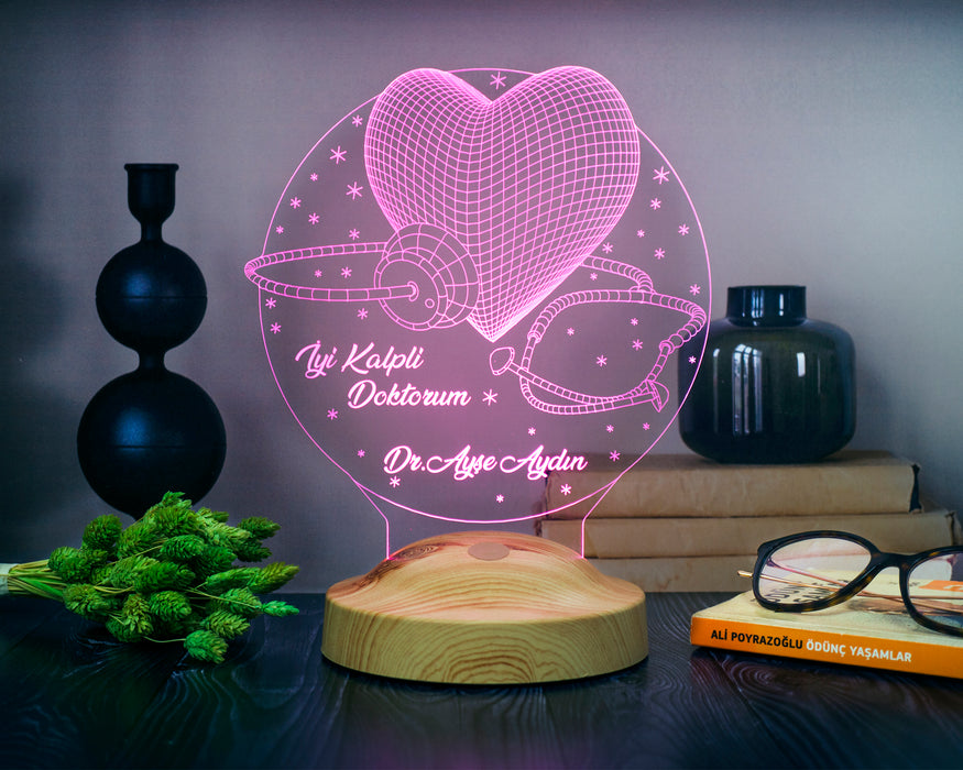 Doktora Hediye, İsimli Canım Doktorum Hediyes 3 Boyutlu Led Lamba 14 Mart Tıp Bayramı Hediyesi