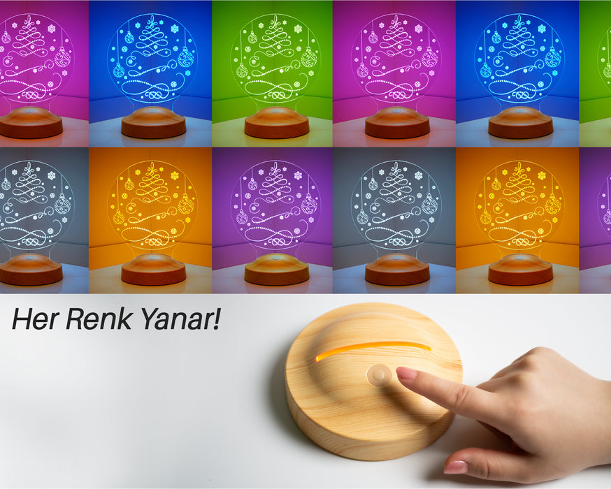 Yeni Yıl Hediyesi Yılbaşı Çam Şeklinde Kişiye Özel Dekoratif Renkli Işıklı Led Lamba, Yılbaşı Hediyesi, Yılbaşı Süsü Led Lamba