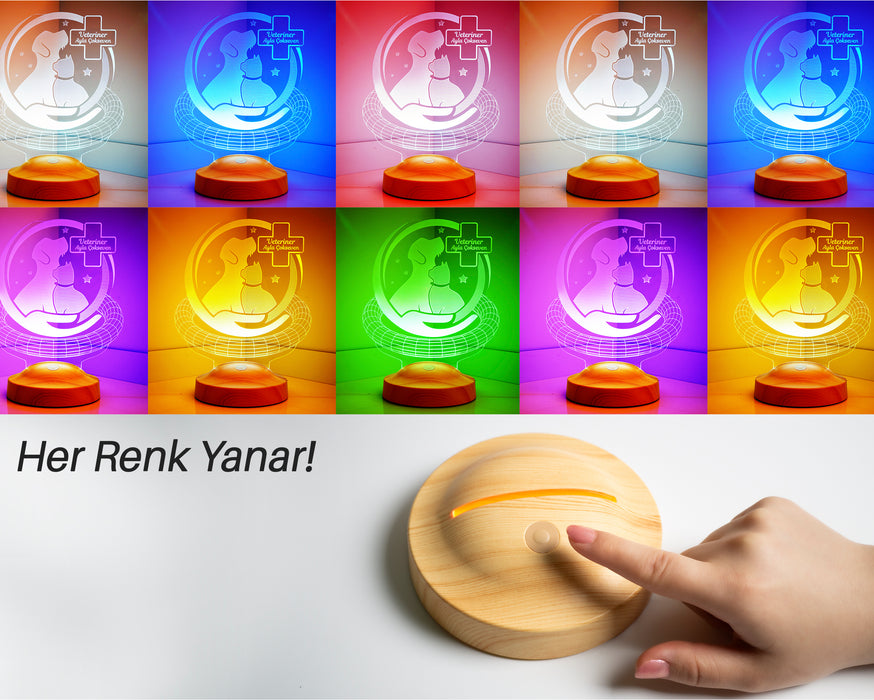 Dünya Veteriner Hekimler Günü Hediyesi, Kişiye Özel Veteriner Hekim 3D Led Lamba