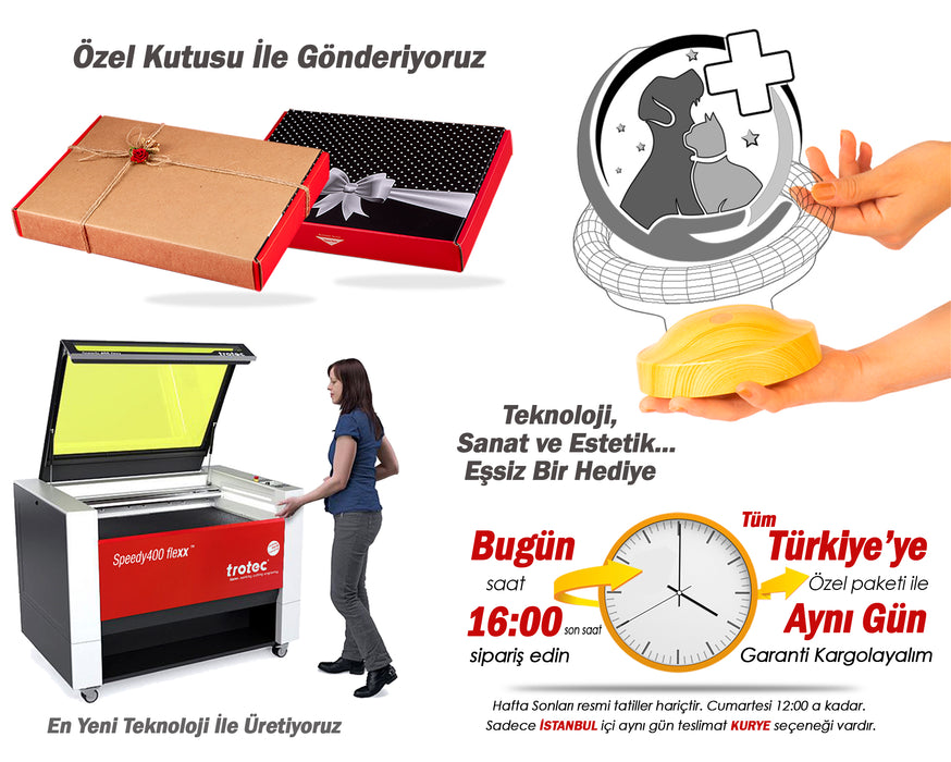 Dünya Veteriner Hekimler Günü Hediyesi, Kişiye Özel Veteriner Hekim 3D Led Lamba