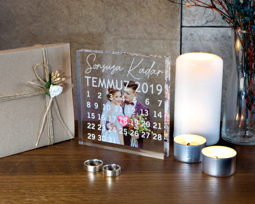 Kişiye Özel Blok Akrilik Pleksiglas Fotoğraf Baskılı Plaket, Şeffaf Kenarlı Hediyelik Çerçeve