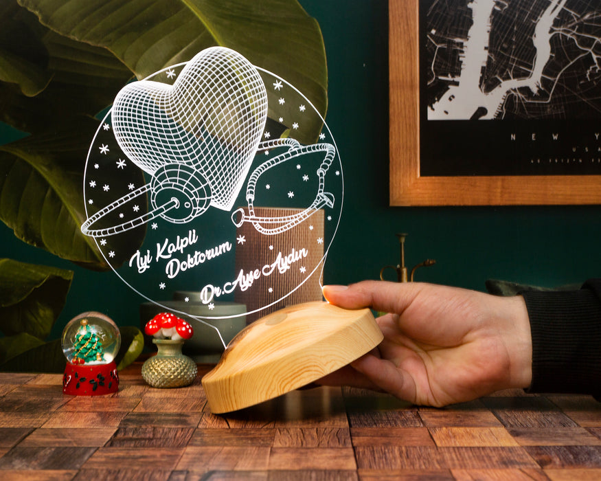 Doktora Hediye, İsimli Canım Doktorum Hediyes 3 Boyutlu Led Lamba 14 Mart Tıp Bayramı Hediyesi