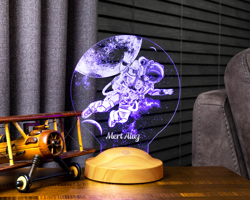 Astronot, Kozmonot, Astronot Hediyesi, Uzay Hediyesi, Kişiye Özel 3D Led Lamba