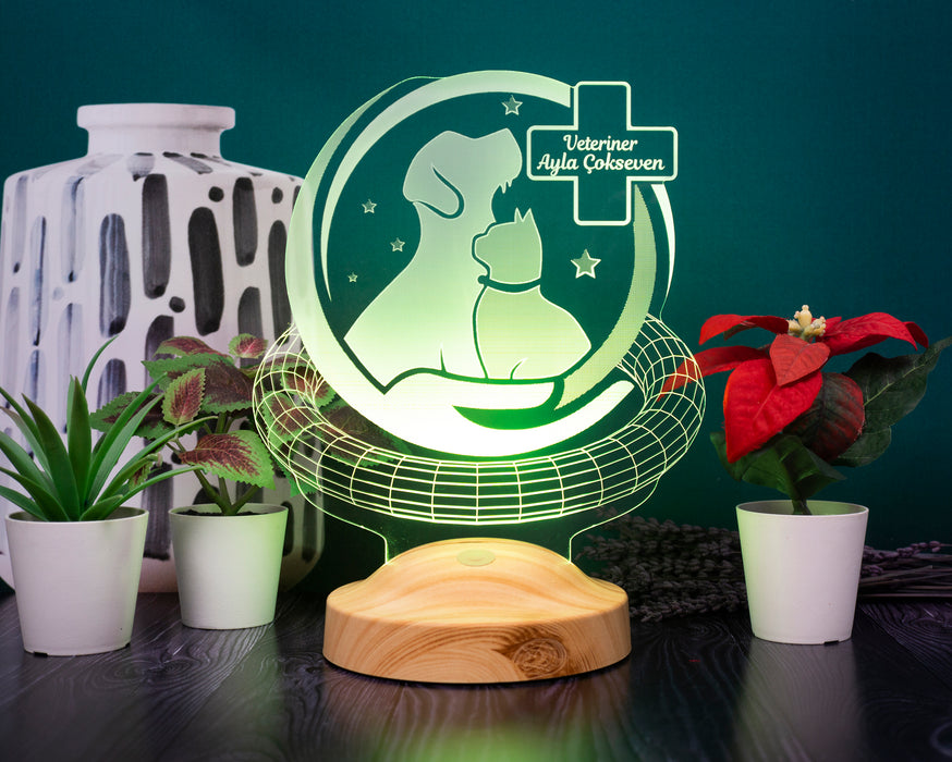 Dünya Veteriner Hekimler Günü Hediyesi, Kişiye Özel Veteriner Hekim 3D Led Lamba