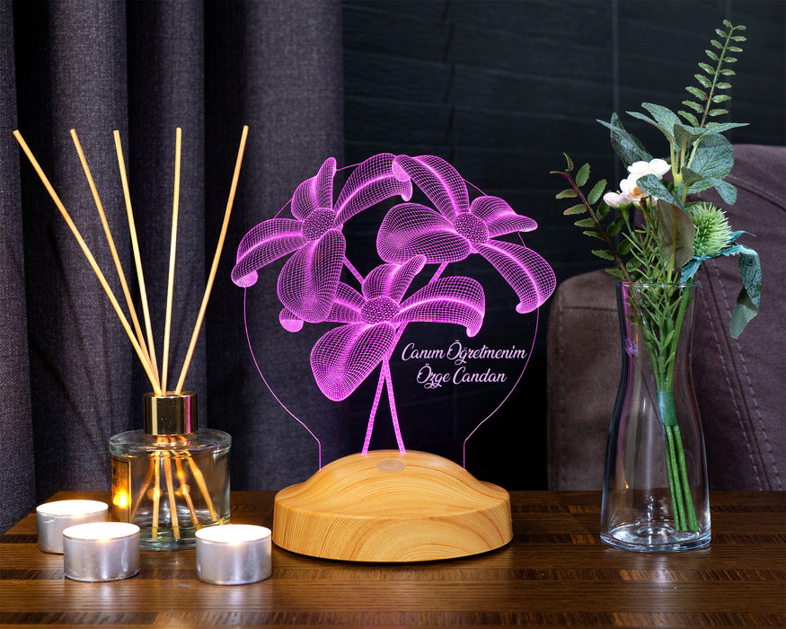 Öğretmene Hediye, Mezuniyet Hatırası Hediyesi, İsimli Öğretmenler Günü Hediyesi 3 Boyutlu Led Lamba