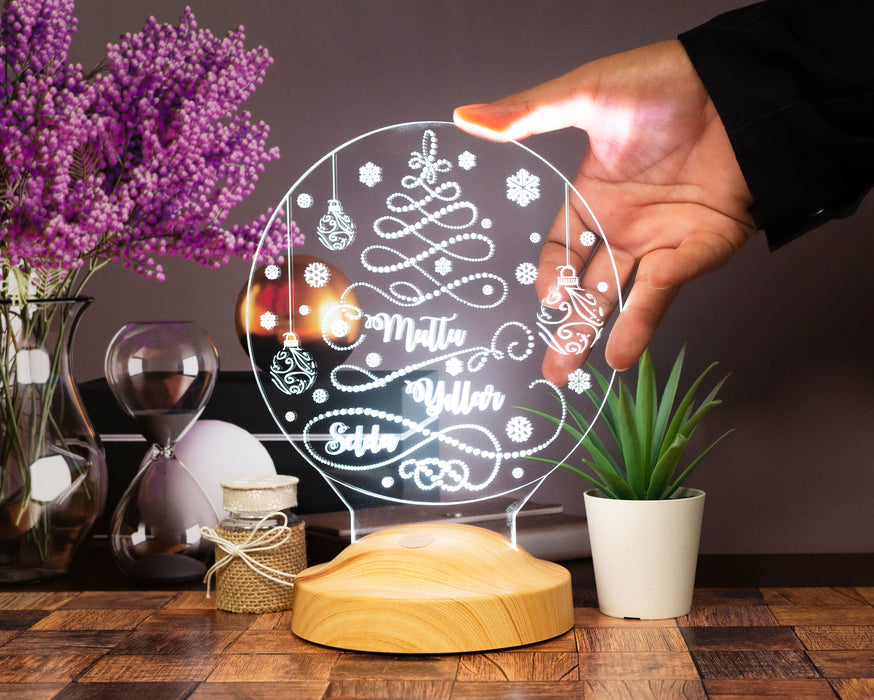 Yeni Yıl Hediyesi Yılbaşı Çam Şeklinde Kişiye Özel Dekoratif Renkli Işıklı Led Lamba, Yılbaşı Hediyesi, Yılbaşı Süsü Led Lamba