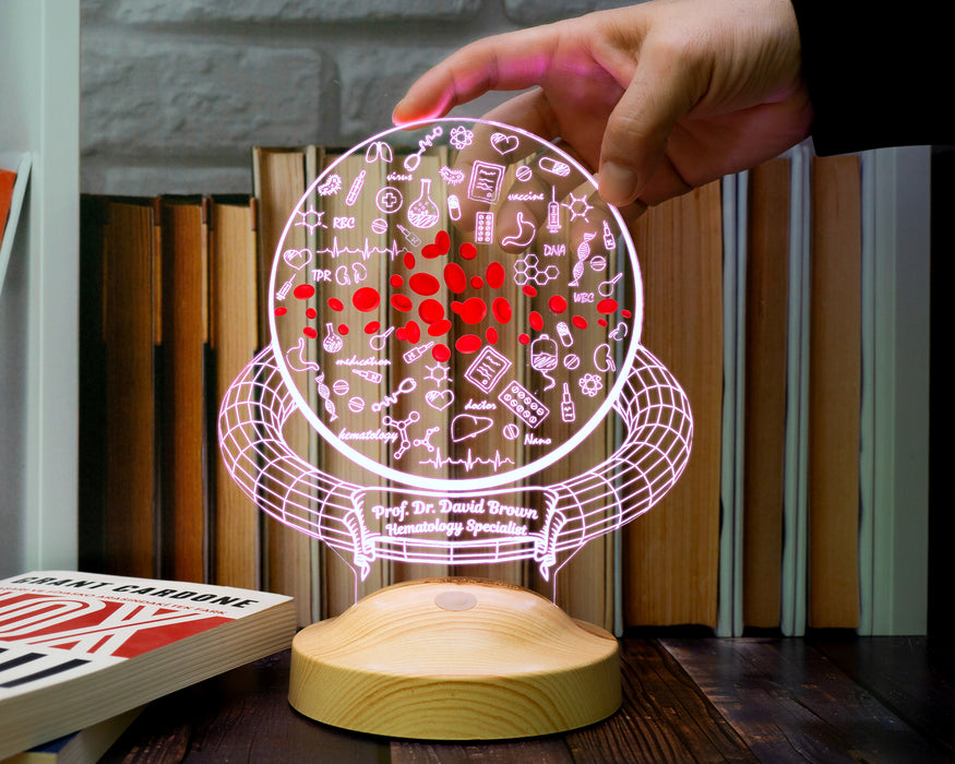 Hematoloji Uzmanı Hediyesi - Laborant Hediyesi - Laboratuvar Çalışanına Hediye Kişiye Özel Led Lamba