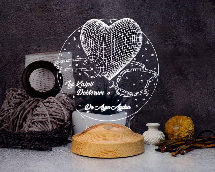 Doktora Hediye, İsimli Canım Doktorum Hediyes 3 Boyutlu Led Lamba 14 Mart Tıp Bayramı Hediyesi