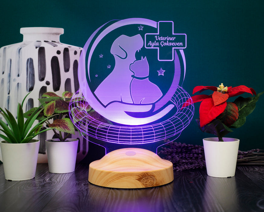 Dünya Veteriner Hekimler Günü Hediyesi, Kişiye Özel Veteriner Hekim 3D Led Lamba