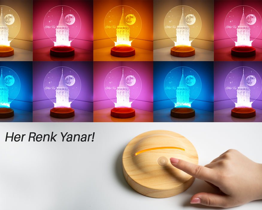 Galata Kulesi Tasarımlı Kişiye Özel Lamba – Romantik İstanbul Hediyesi