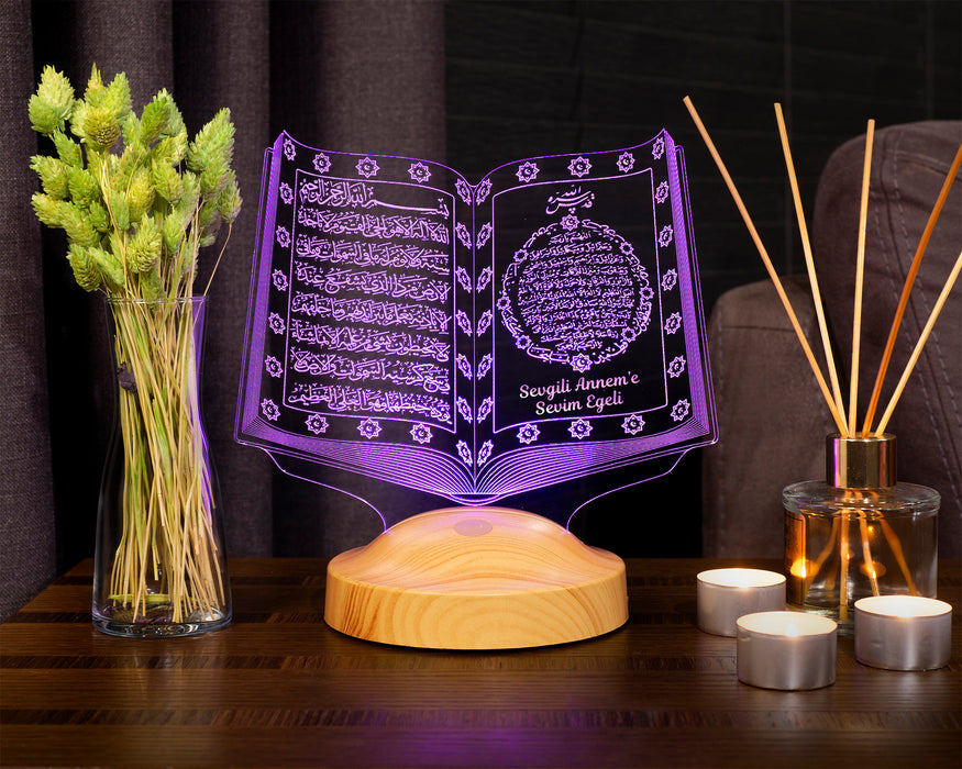 Anneler Günü Hediyesi Kişiye Özel Kuran-ı Kerim Led Lamba