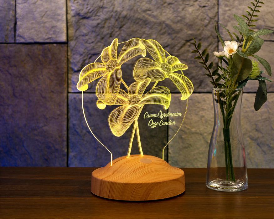 Öğretmene Hediye, Mezuniyet Hatırası Hediyesi, İsimli Öğretmenler Günü Hediyesi 3 Boyutlu Led Lamba