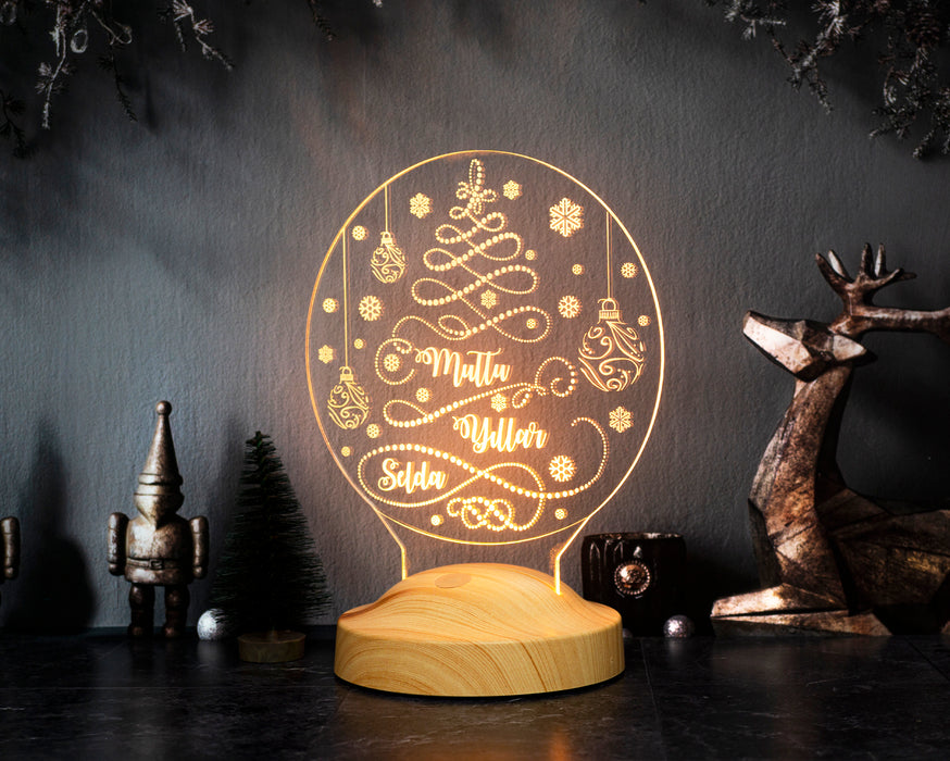 Yeni Yıl Hediyesi Yılbaşı Çam Şeklinde Kişiye Özel Dekoratif Renkli Işıklı Led Lamba, Yılbaşı Hediyesi, Yılbaşı Süsü Led Lamba