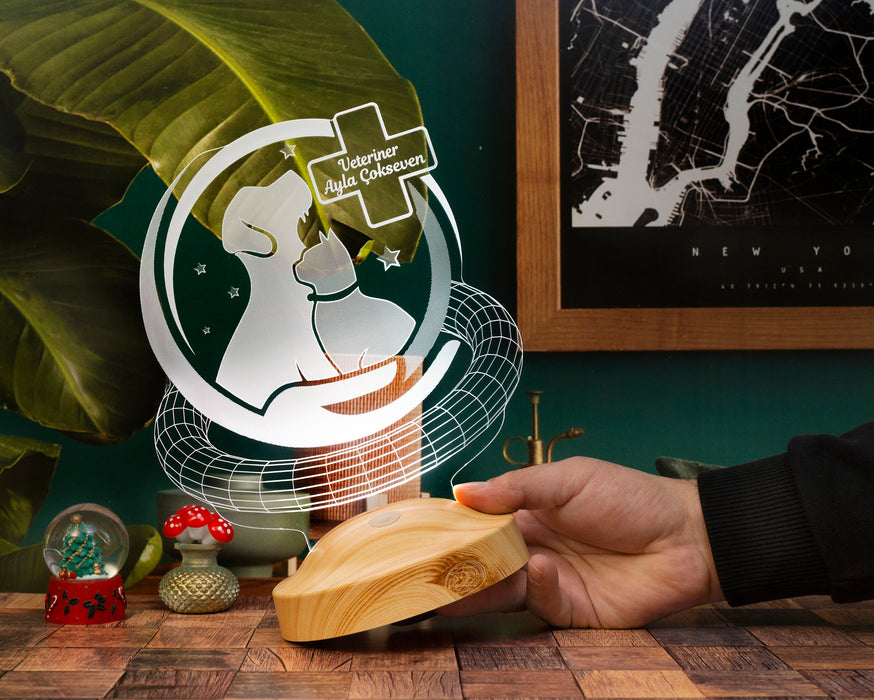 Dünya Veteriner Hekimler Günü Hediyesi, Kişiye Özel Veteriner Hekim 3D Led Lamba
