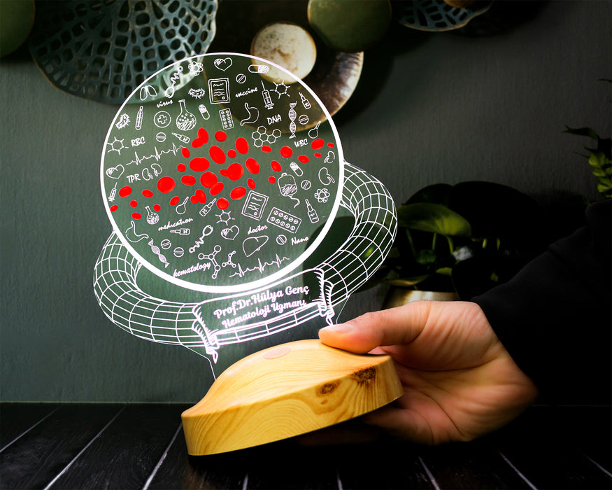 Hematoloji Uzmanı Hediyesi - Laborant Hediyesi - Laboratuvar Çalışanına Hediye Kişiye Özel Led Lamba