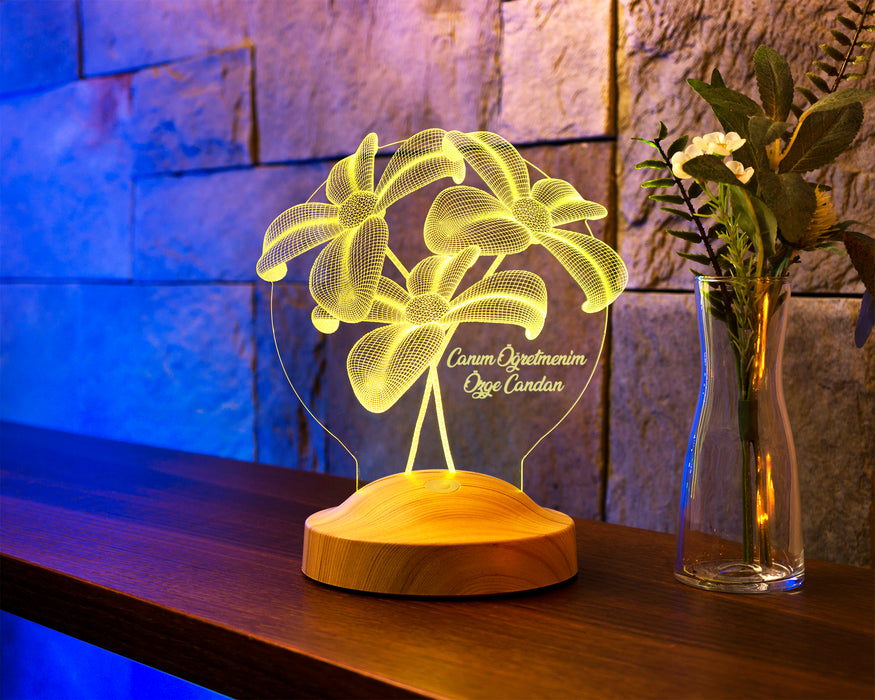 Öğretmene Hediye, Mezuniyet Hatırası Hediyesi, İsimli Öğretmenler Günü Hediyesi 3 Boyutlu Led Lamba